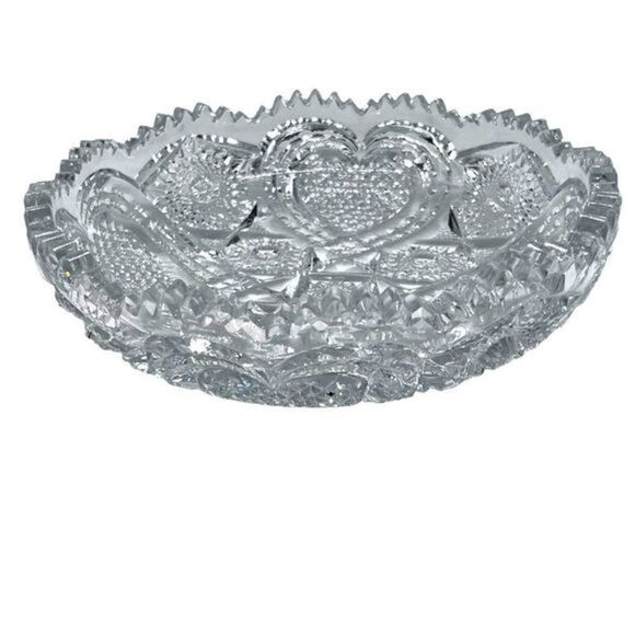 Antique Imperial Glass Nucut Hearts Sawtooth Edge Bowl 1920’s 8.5”‎ x 2.5 - Picture 6 of 7